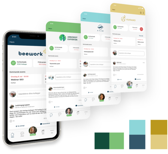 Beework app med egen grafisk profil