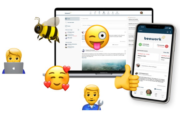 Emojis i chatfunktionen i Beework-appen