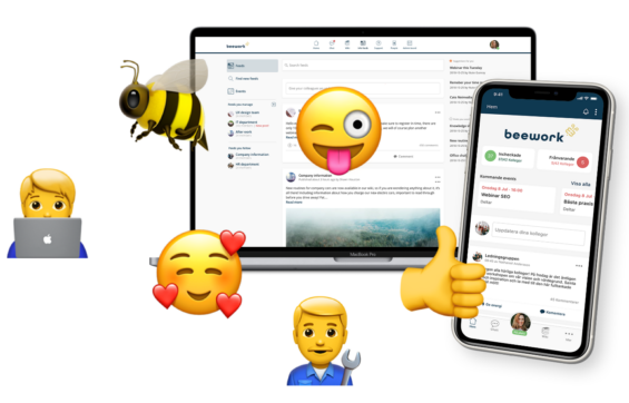 Emojis i chatfunktionen i Beework-appen