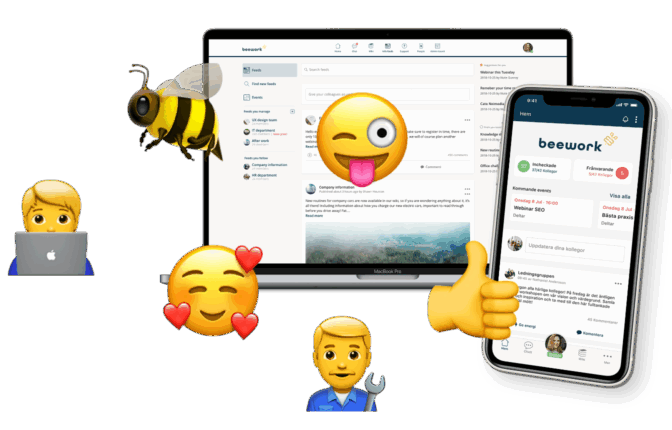 Emojis i chatfunktionen i Beework-appen