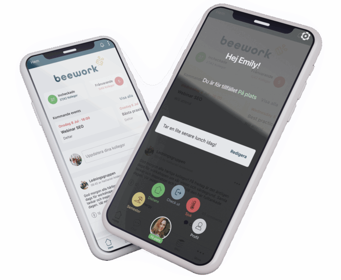 Statusar i Beework app för internkommunikation