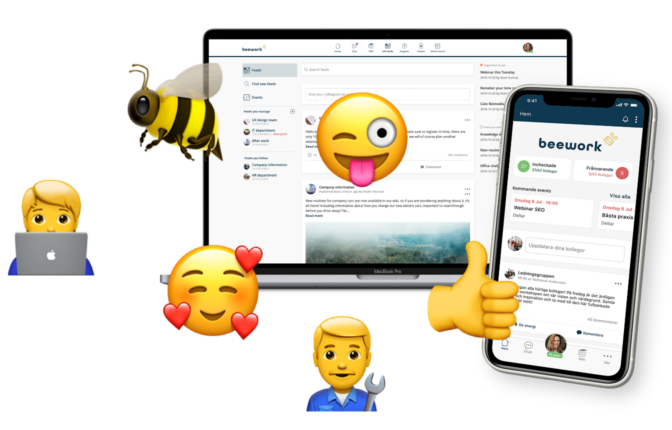 Emojis i chatfunktionen i Beework-appen