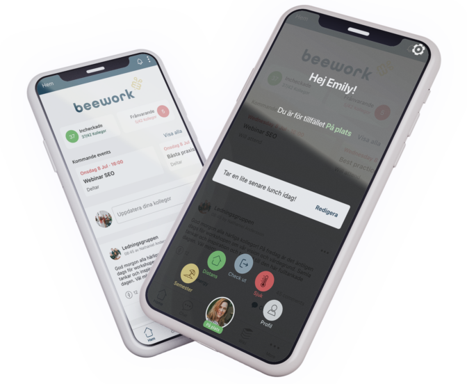 Statusar i Beework app för internkommunikation